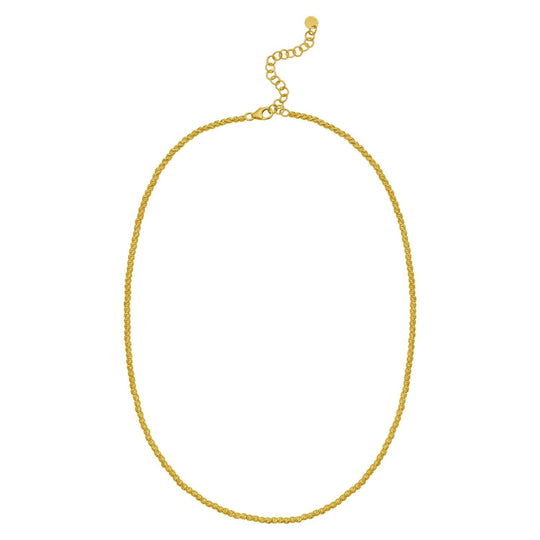 14K yellow gold bead chain necklace with 2.30 mm textured links