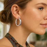 Sterling Silver Round Hoop Earrings thumbnail 3