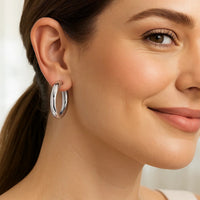 Sterling Silver Round Hoop Earrings