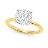 14K yellow gold ring with one cushion diamond stone in solitaire setting thumbnail 1