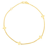 Stationed Cross Anklet in 14K Yellow Gold (1.00 mm) thumbnail 2