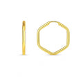 14K yellow gold endless hexagon hoop earrings with no stones