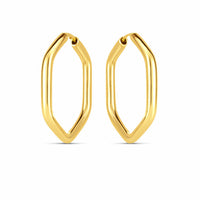 14k Yellow Gold Endless Hexagon Hoop Earrings