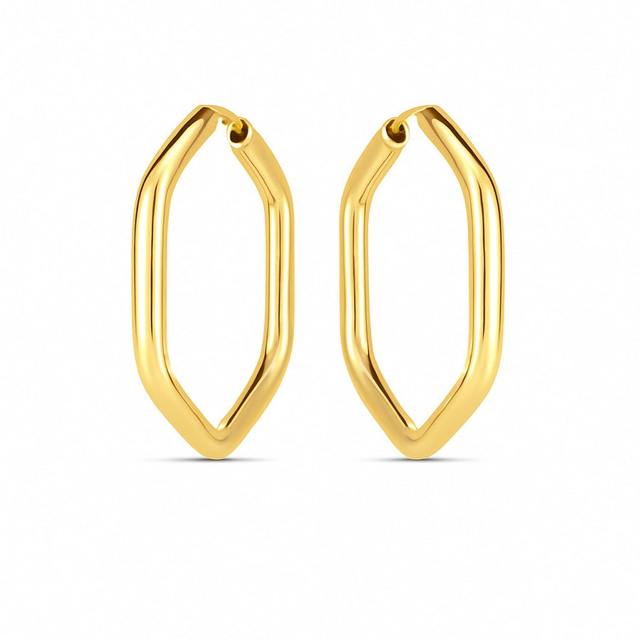 14k Yellow Gold Endless Hexagon Hoop Earrings