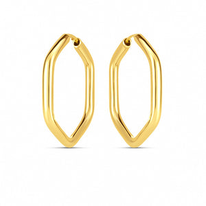 14k Yellow Gold Endless Hexagon Hoop Earrings
