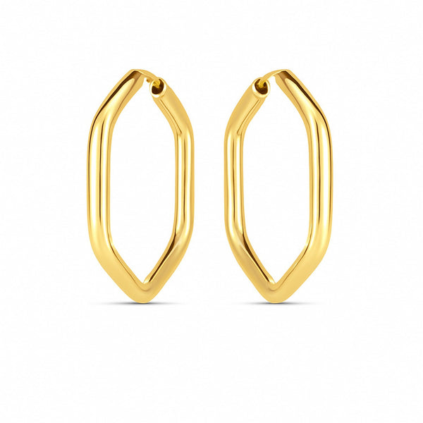 14k Yellow Gold Endless Hexagon Hoop Earrings