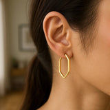 14k Yellow Gold Endless Hexagon Hoop Earrings thumbnail 4