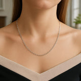 14k White Gold Round Cable Link Chain (2.4 mm) thumbnail 6
