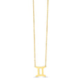 14K yellow gold Gemini zodiac pendant necklace with soldered bail