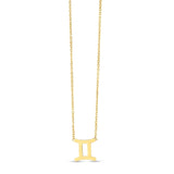 14K yellow gold Gemini zodiac pendant necklace with soldered bail thumbnail 1