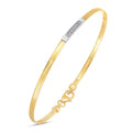 14K yellow gold bar bracelet with round diamond stones