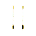 14K yellow gold drop earrings with 2 hexagon onyx stones
