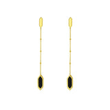 14K Yellow Gold Hexagon Onyx Drop Earrings thumbnail 1
