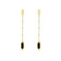 14K Yellow Gold Hexagon Onyx Drop Earrings