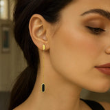 14K Yellow Gold Hexagon Onyx Drop Earrings thumbnail 2