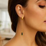 14K Yellow Gold Hexagon Onyx Drop Earrings thumbnail 3
