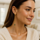 14K Yellow Gold Hexagon Onyx Drop Earrings thumbnail 4