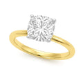 14K yellow gold ring with one cushion diamond in a solitaire setting