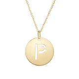 14K Yellow Gold Disc Initial P Pendant thumbnail 1