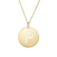 14K Yellow Gold Disc Initial P Pendant
