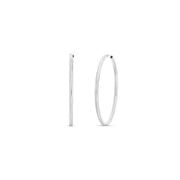 Rhodium Plated Endless Hoop Earrings in Sterling Silver