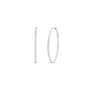 Rhodium Plated Endless Hoop Earrings in Sterling Silver