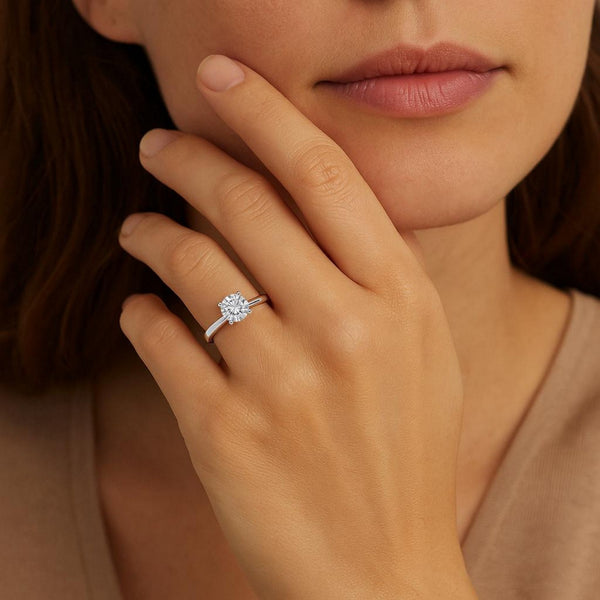 1 Carat Round Lab Grown IGI G/VS1 Diamond Solitaire Ring in Sterling Silver
