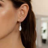 Sterling Silver Polished Puffed Teardrop Dangle Earrings thumbnail 2