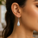 Sterling Silver Polished Puffed Teardrop Dangle Earrings thumbnail 3