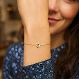 14K Yellow Gold Mini Initial O Bracelet thumbnail 4