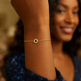 14K Yellow Gold Mini Initial O Bracelet thumbnail 5