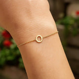14K Yellow Gold Mini Initial O Bracelet thumbnail 6