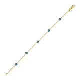 14K Yellow Gold Blue Topaz Station Bracelet thumbnail 1