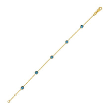 14K Yellow Gold Blue Topaz Station Bracelet