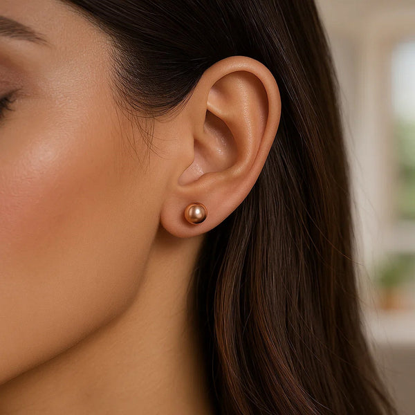 Classic Round Stud Earrings in 14k Rose Gold (7.00 mm)