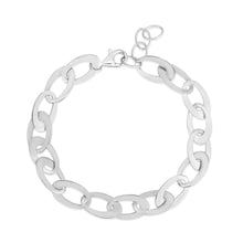 Sterling Silver Rhodium Plated Italian Oval Link Bracelet (8.70 mm)