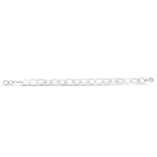 Sterling Silver Rhodium Plated Italian Oval Link Bracelet (8.70 mm)