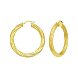 14K Yellow Gold Full Twist Large Hoops Earrings thumbnail 1