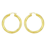 14K Yellow Gold Full Twist Large Hoops Earrings thumbnail 2