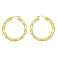 14K Yellow Gold Full Twist Large Hoops Earrings
