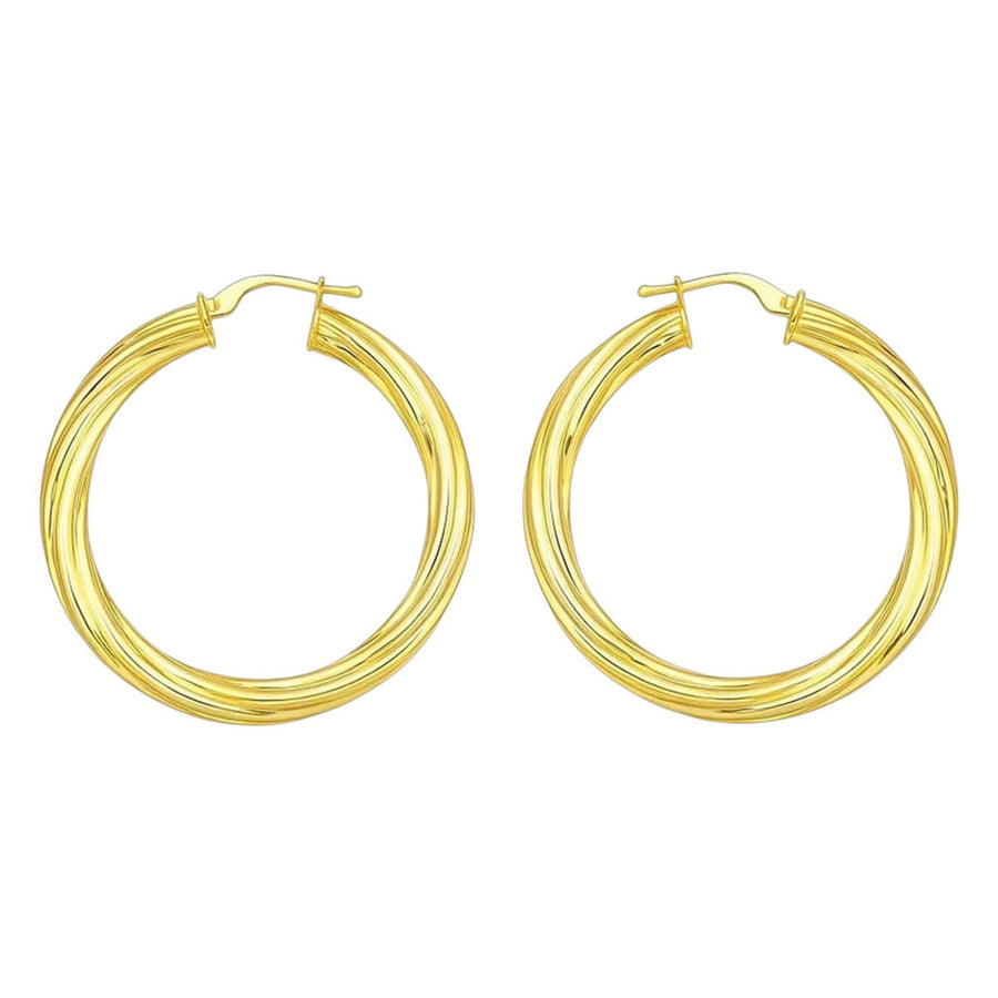14K Yellow Gold Full Twist Large Hoops Earrings