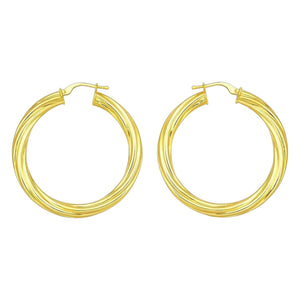 14K Yellow Gold Full Twist Large Hoops Earrings