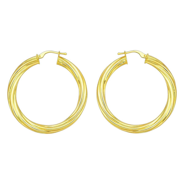 14K Yellow Gold Full Twist Large Hoops Earrings