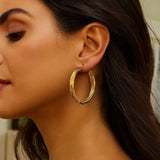 14K Yellow Gold Full Twist Large Hoops Earrings thumbnail 4
