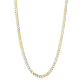 14k Yellow Gold White Pave High Polish Modern Lite Miami Cuban Chain (6.50 mm) thumbnail 2