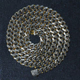 14k Yellow Gold White Pave High Polish Modern Lite Miami Cuban Chain (6.50 mm) thumbnail 3