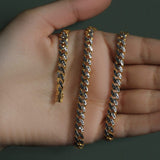 14k Yellow Gold White Pave High Polish Modern Lite Miami Cuban Chain (6.50 mm) thumbnail 5