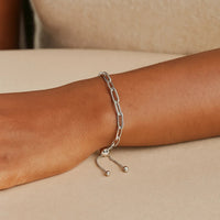 Sterling Silver Paperclip Chain Adjustable Bracelet (3.80 mm)