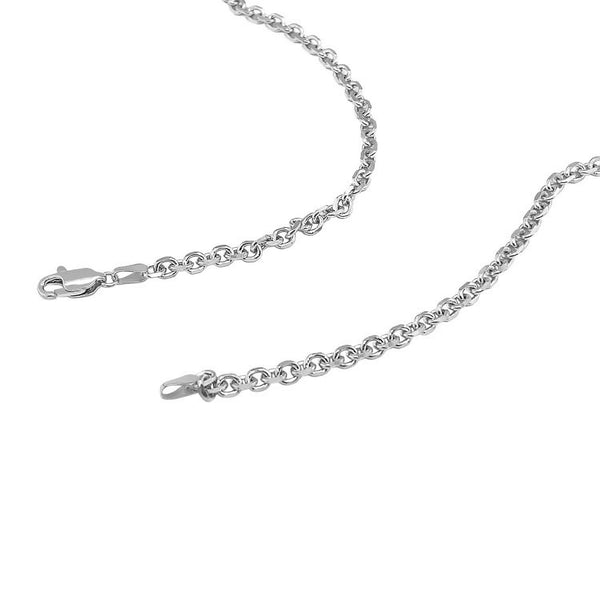 14k White Gold Diamond Cut Cable Link Chain (3.70 mm)