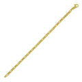 14K yellow gold rectangular railroad link bracelet, 7.00 mm wide